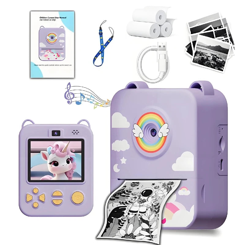 Kinder‑Sofortdruckkamera 1080P HD Einhorn Rosa