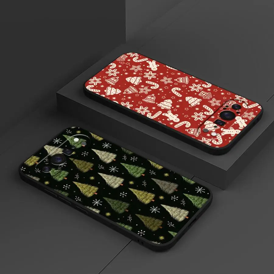 Weiche Weihnachtsbaum TPU Hülle für Google Pixel 8 8 Pro 9 9 Pro 10 10 Pro und 10 Pro XL schwarz stoßfest kratzfest Anti-Fingerprint Kamera-Schutz