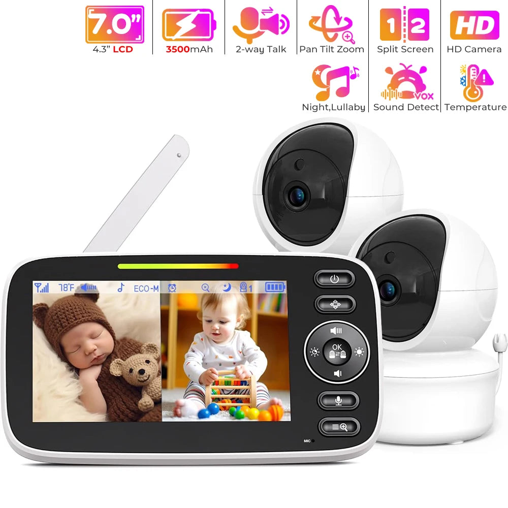 Baby Monitor 2 Kameras 4,3" Bildschirm Nachtsicht