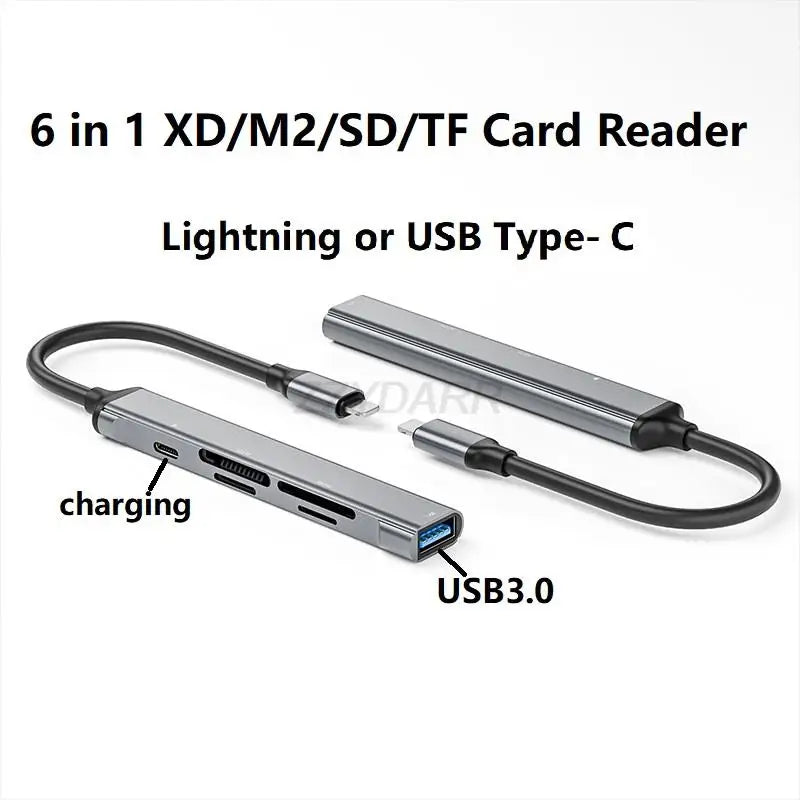 6-in-1 Lightning Kartenleser Adapter SD TF Typ C