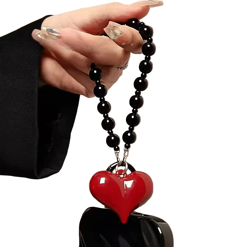 Rote 3D Herz-Handykette für Smartphone