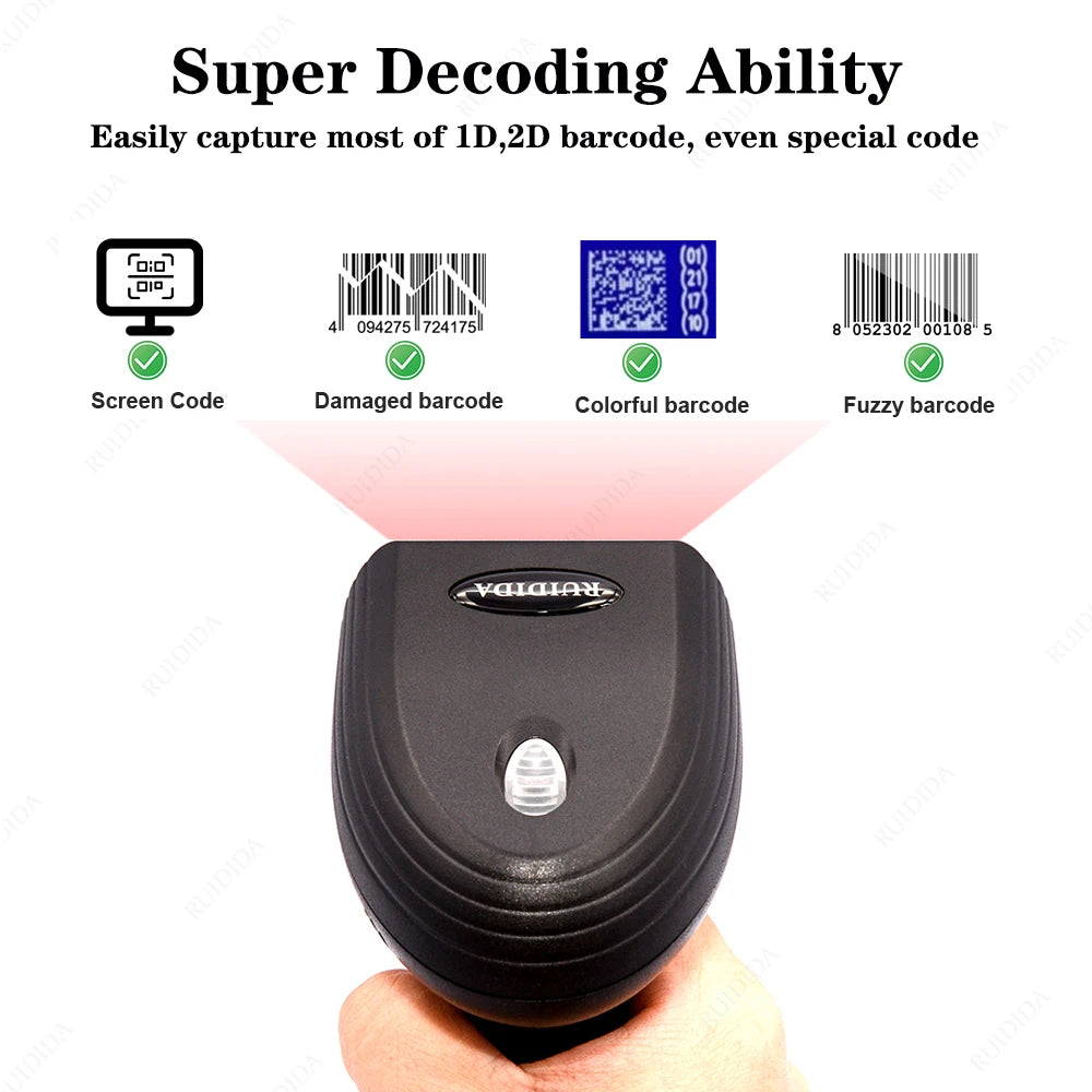 Kabelgebundener 1D-2D Scanner mit Halterung Bluetooth