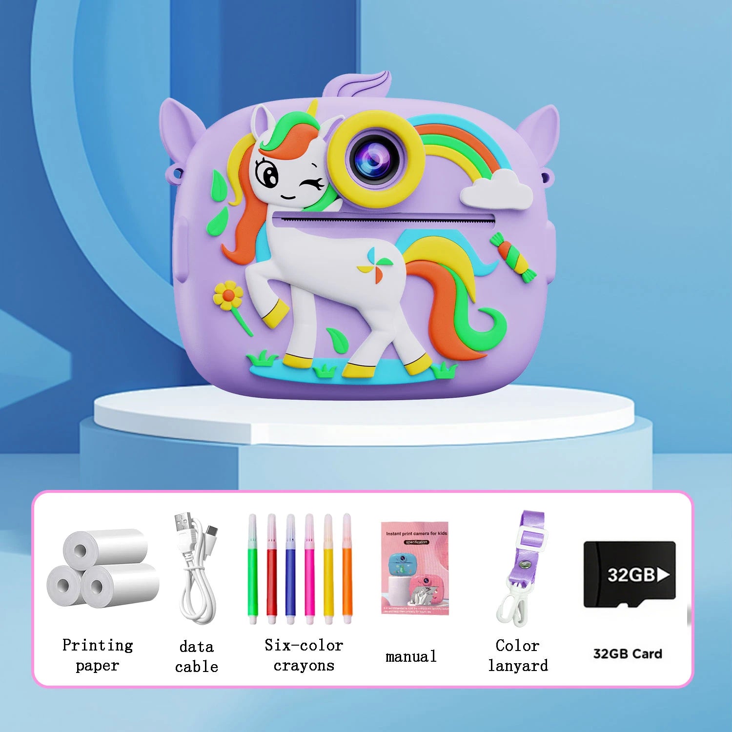 Kinder Dino Sofortbildkamera mit 1080P Dual Linse