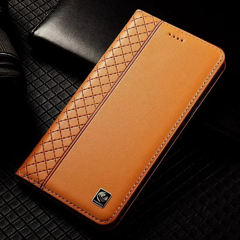 Rindsleder Flip Case mit Magnet für iPhone 17