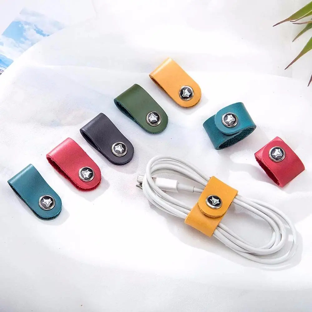 4er Set Leder Kabel Organizer Wickler Clips