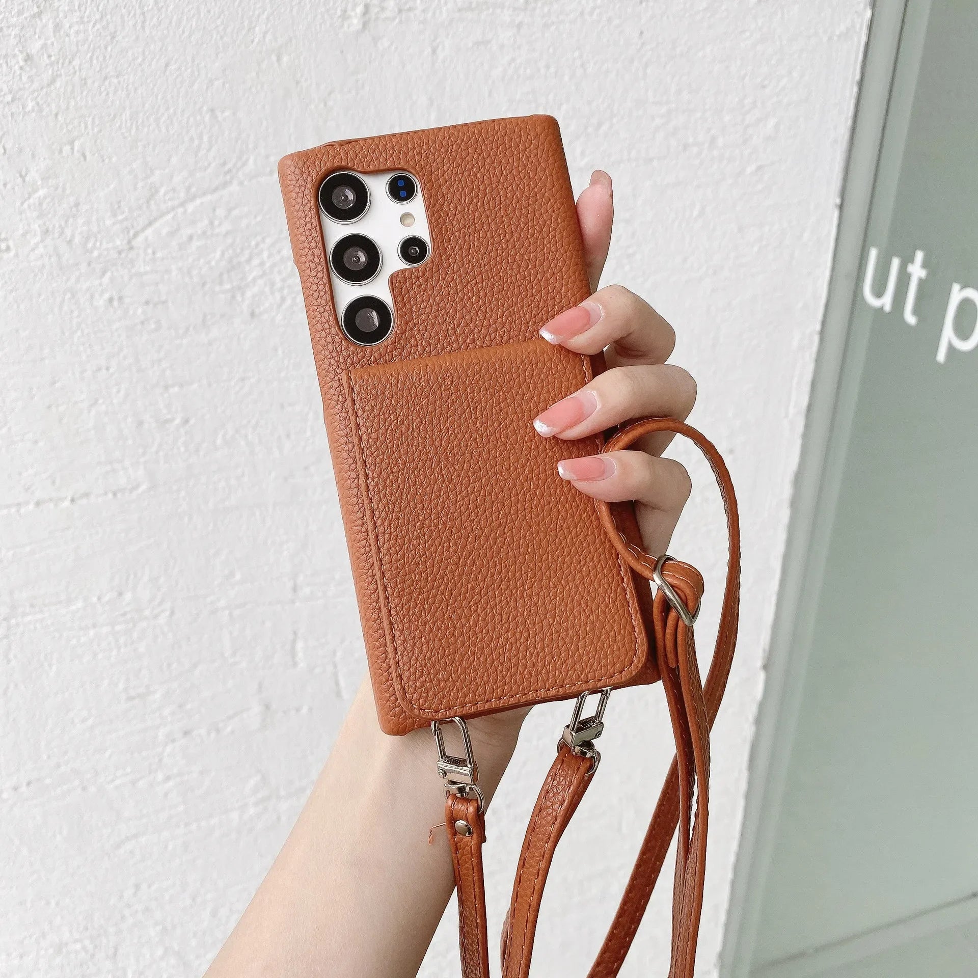 Crossbody Lederhülle mit Brieftasche für Samsung