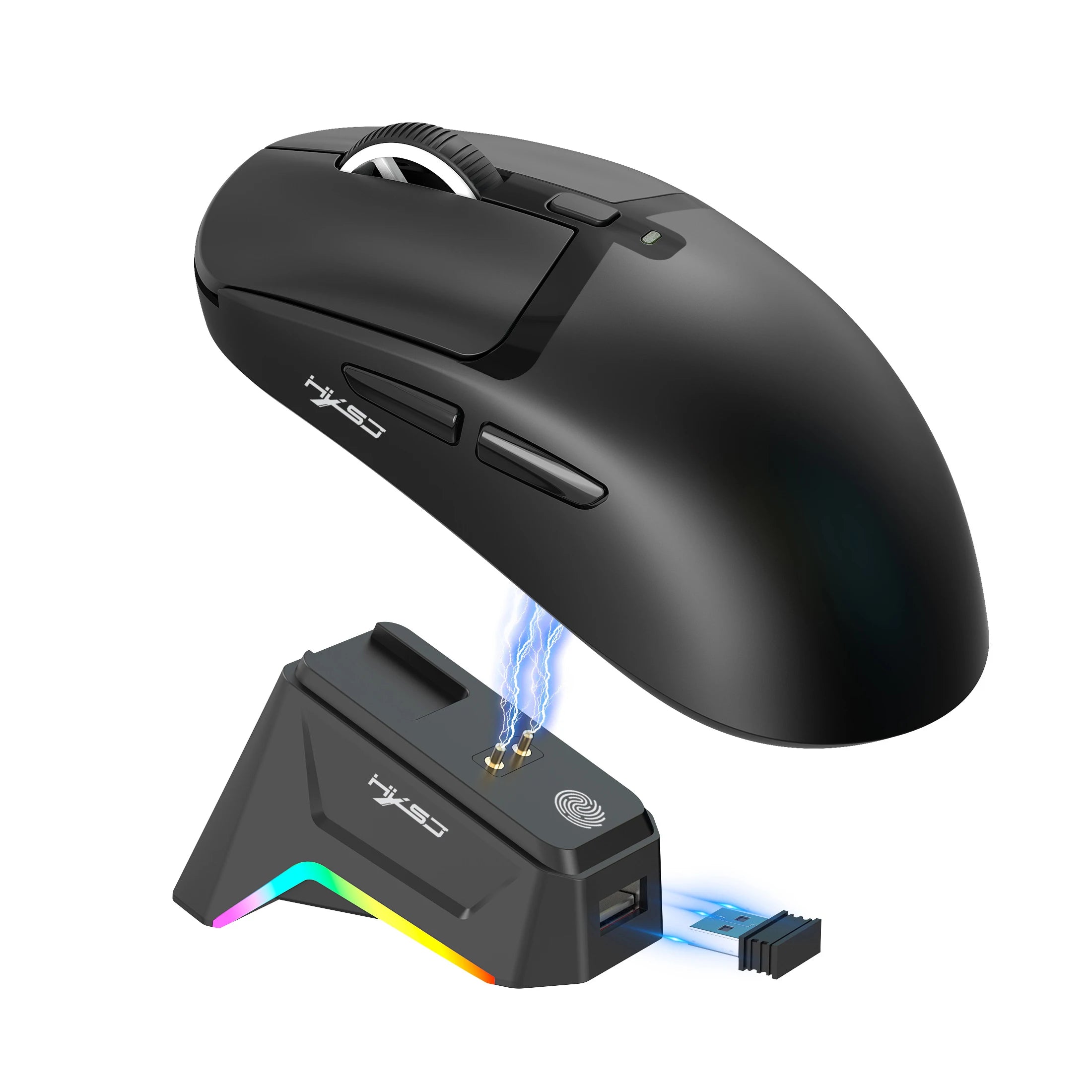 Kabellose Gaming-Maus mit Ladestation und RGB