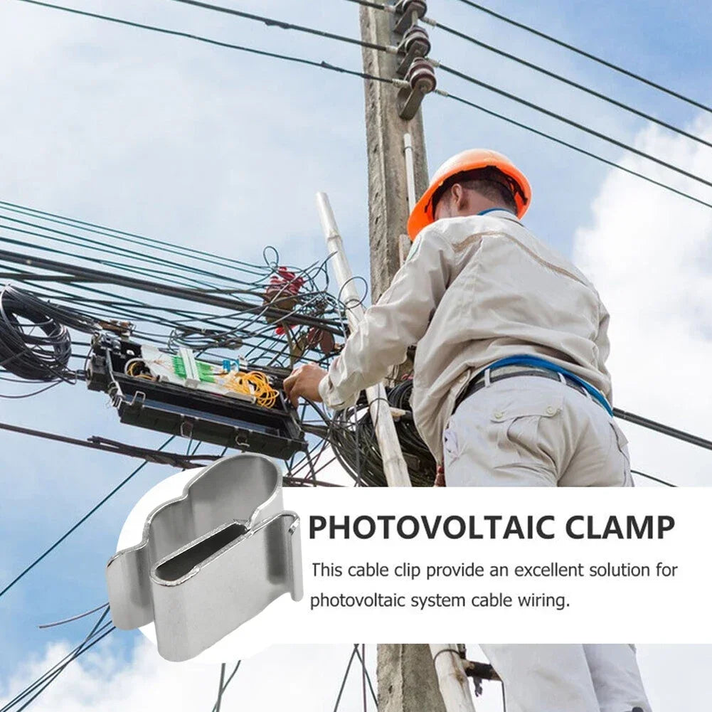 Stainless steel solar cable clips for cable management, 10–100 pieces