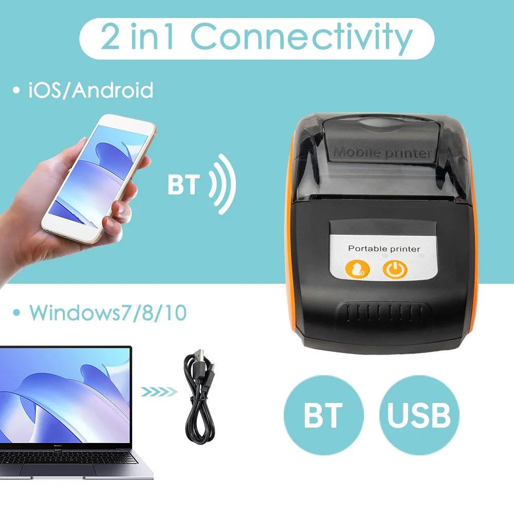 Mobiler 58mm Thermo-Belegdrucker Bluetooth & USB