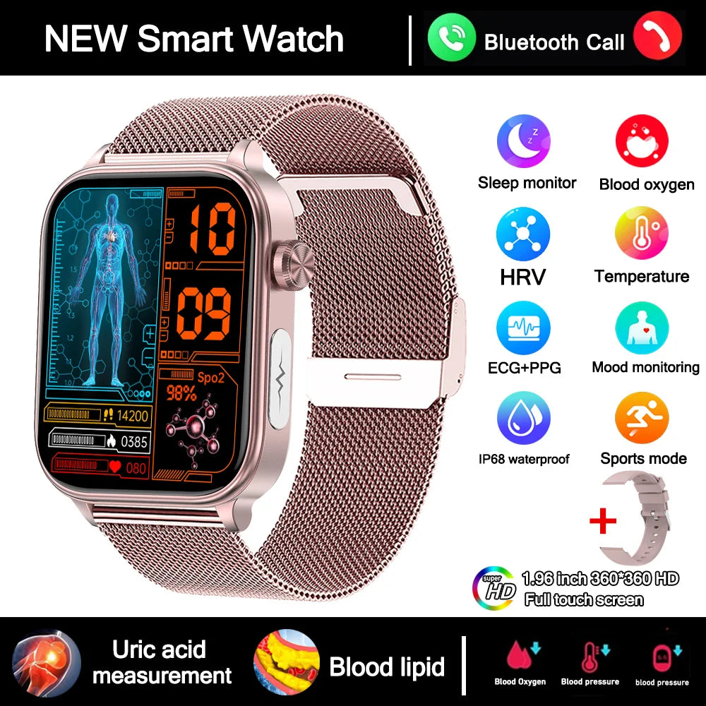 Smartwatch 2025 mit EKG, Harnsäure & Blutfette Analyse
