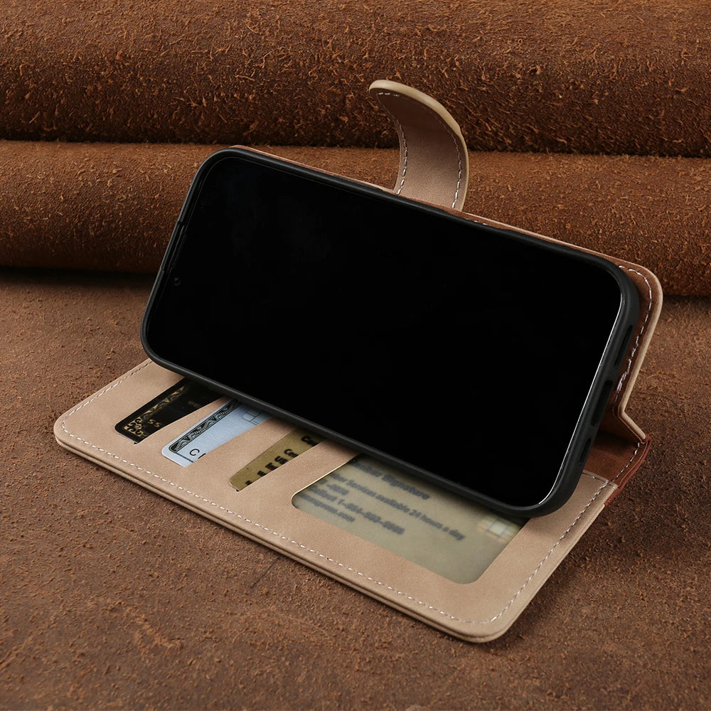 Luxus Leder Brieftaschenhülle für iPhone 17