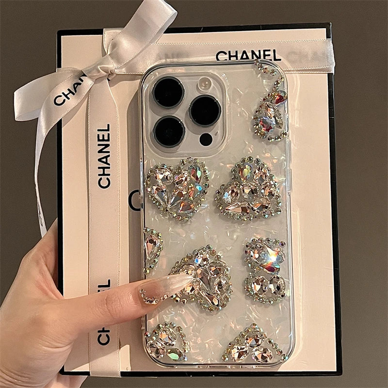 Glitter Heart Diamond Case for iPhone 17
