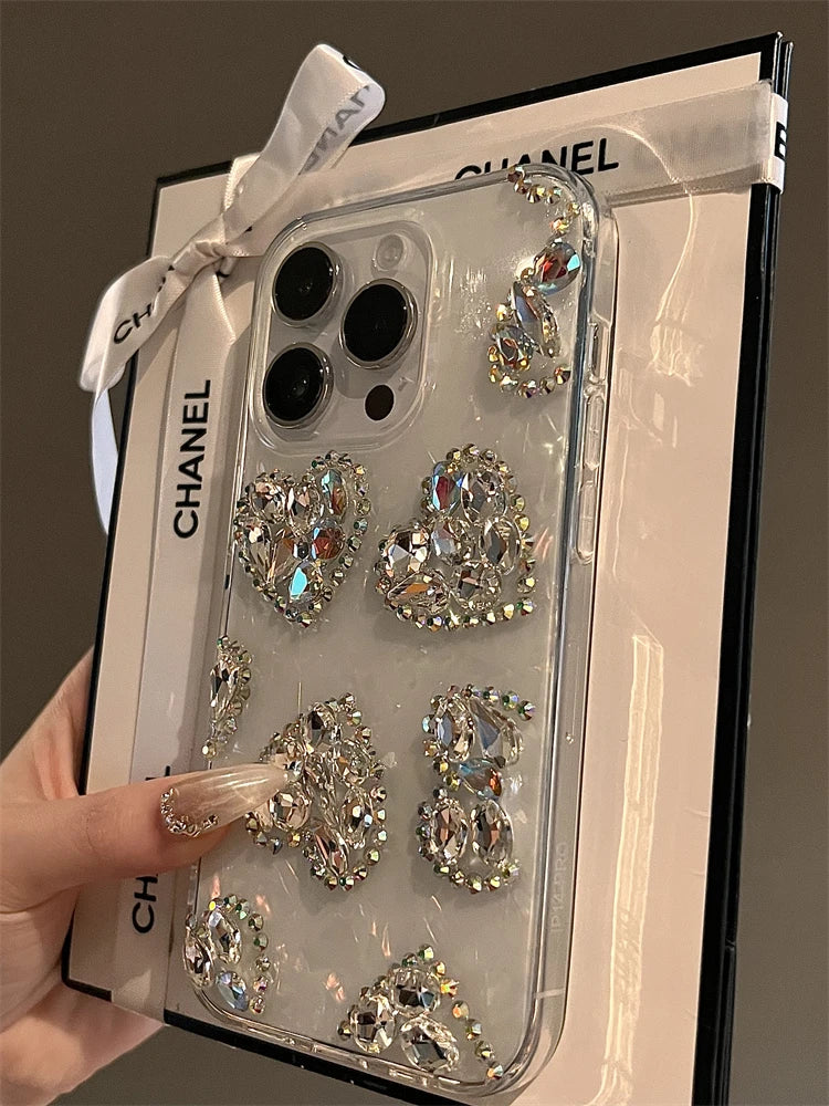 Glitter Heart Diamond Case for iPhone 17