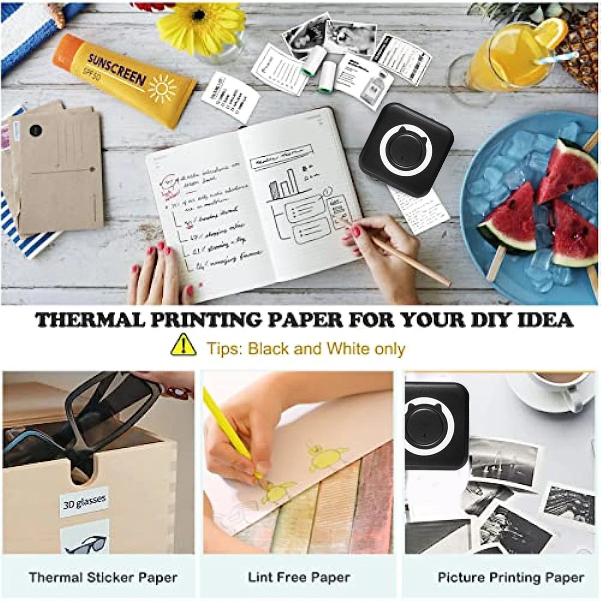 Mini Print Thermodrucker 58mm Bluetooth Fotodrucker