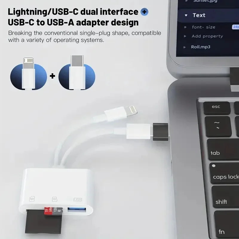 3-in-1 Kartenleser Typ C Lightning SD TF Adapter