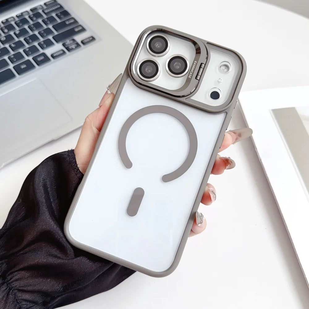 MagSafe Hülle für iPhone 17 Pro Max – Unsichtbarer Ständer, Kameraobjektivschutz, Transparent