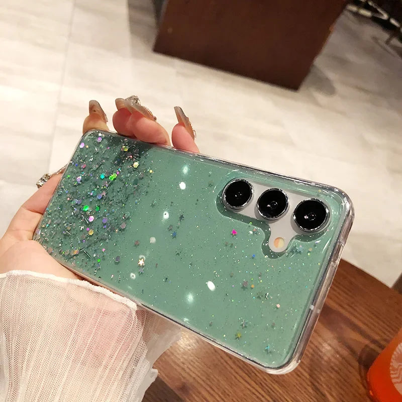 Glitzer Soft Silikon Clear Hülle für Samsung S25 Ultra