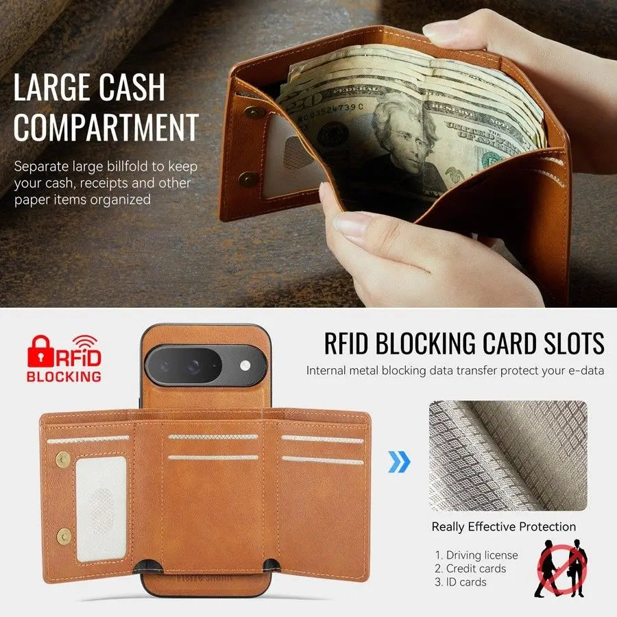 Magnetische Leder Wallet Hülle für Google Pixel 10