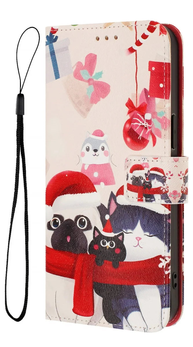 Weihnachtliche Flip-Wallet Hülle für Google Pixel