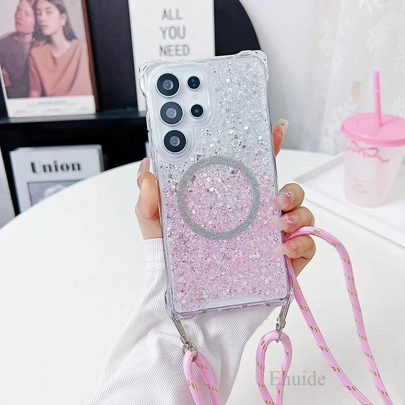 Glitzer Hülle mit Magnetband für Samsung S25 Ultra