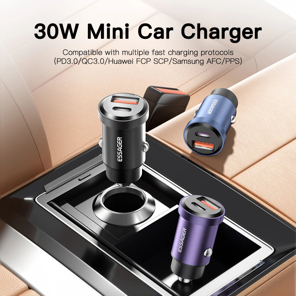 Essager 30W USB-C Autoladegerät Schnellladung QC PD