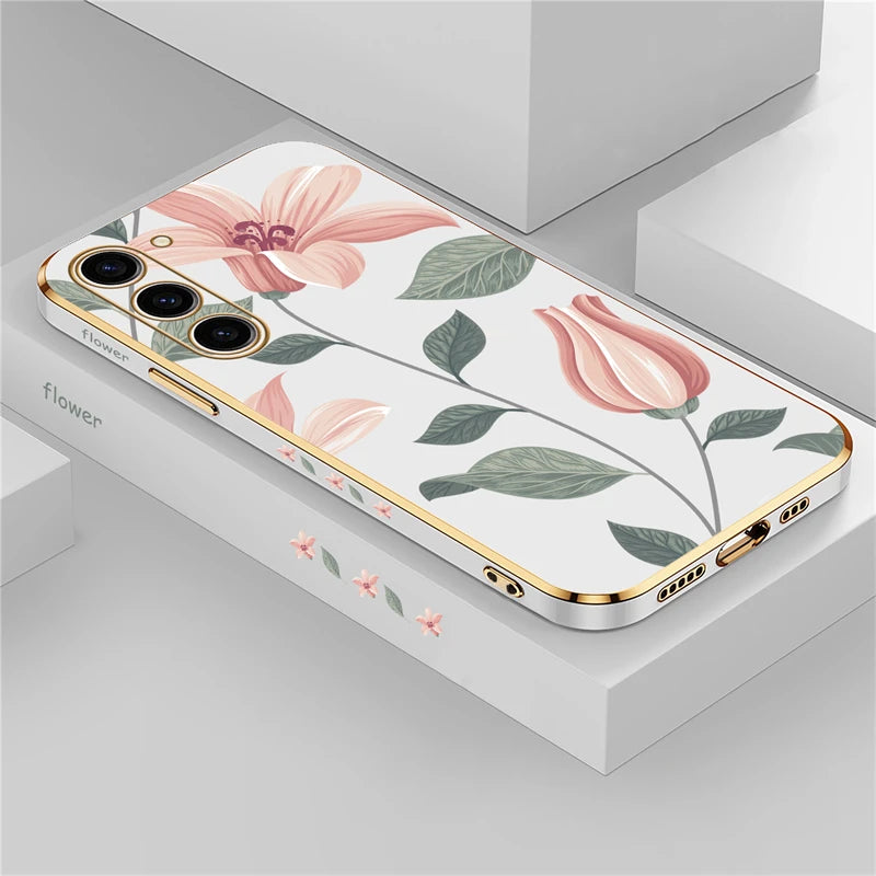 Silikon Hülle für Samsung Galaxy S24 Blumen Muster