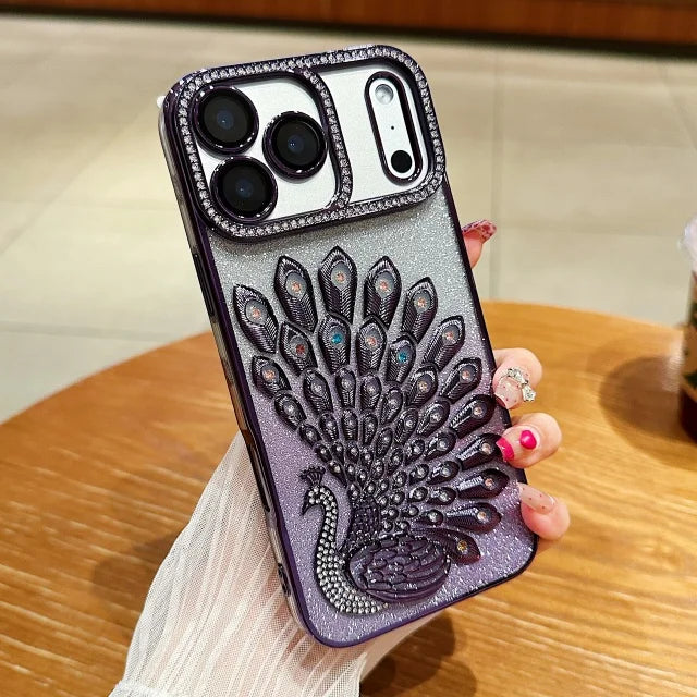 Luxus Glitzer-Pfau Hülle für iPhone 17 & mehr
