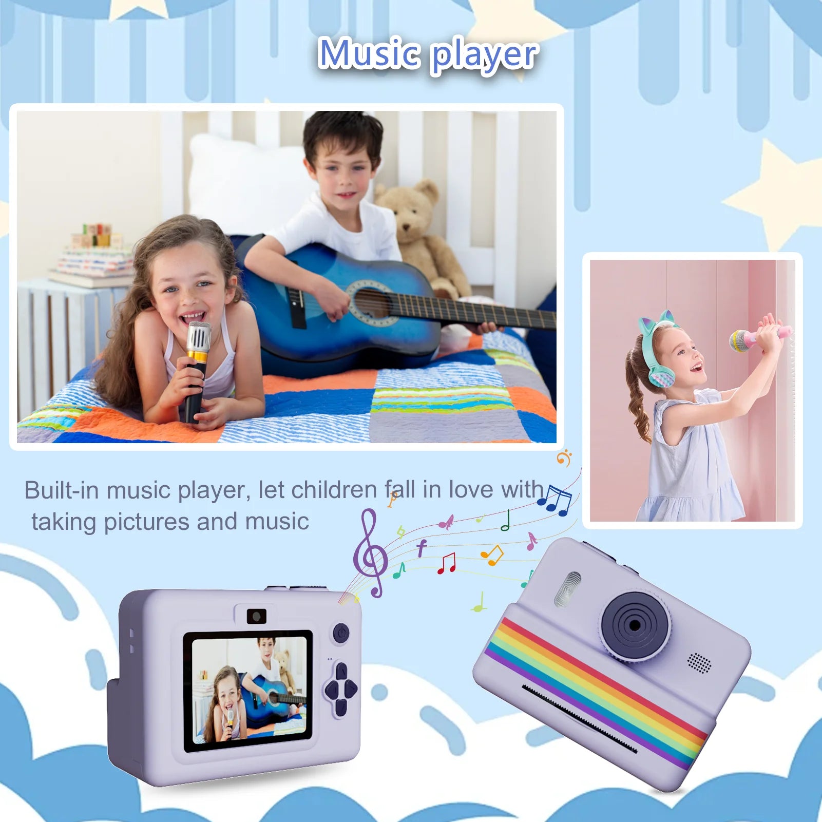 Tragbare Sofortbildkamera mit 2,8-Zoll Bildschirm