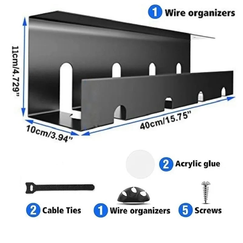 Kabelmanagement-Tablett aus Kohlenstoffstahl für Schreibtisch