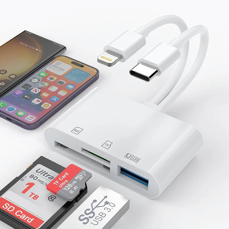 3 in 1 Kartenleser Lightning USB C SD TF Adapter