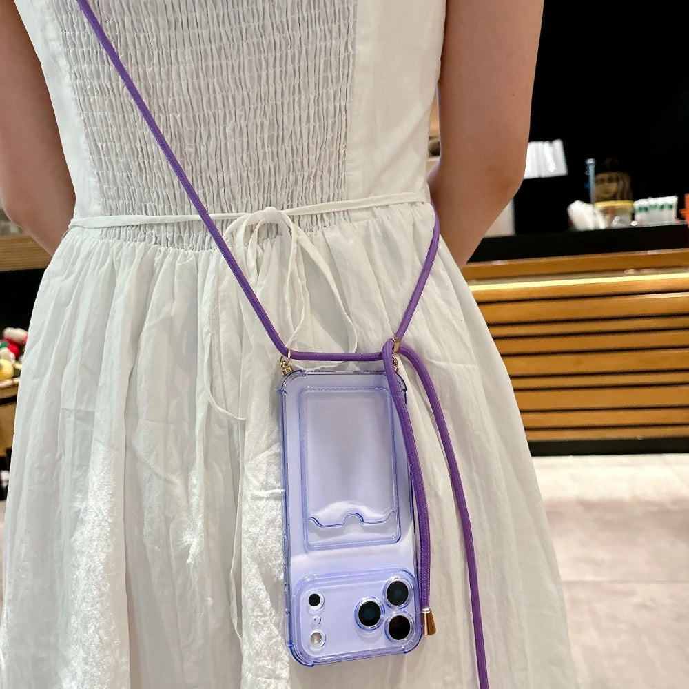 iPhone Kartenhülle mit Band – Klar & Praktisch