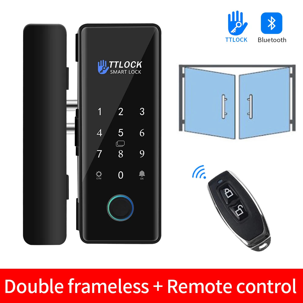 Smart glass door lock with TTLock app &amp; G2 gateway