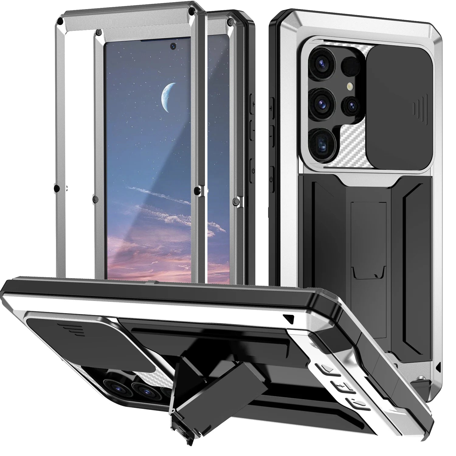Metall Schutzhülle mit Ständer für Galaxy S25 Ultra