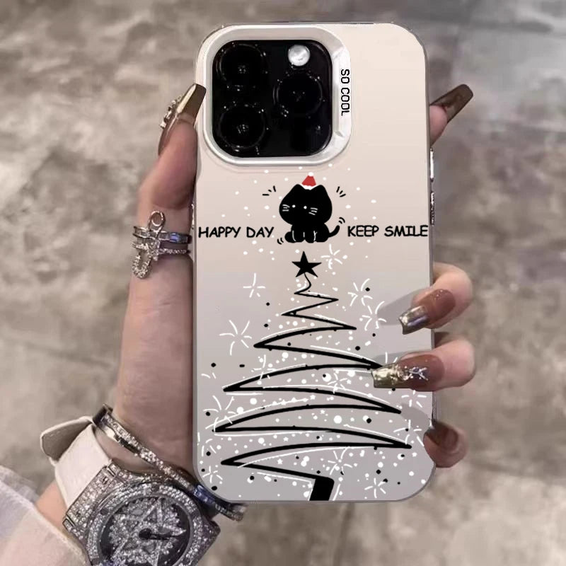 Weihnachts Schwarze Katze Handyhülle für Samsung S25