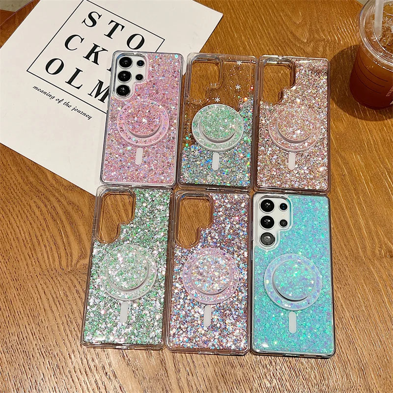 Glitzer Luxus Magnet Hülle für Samsung S25 Ultra
