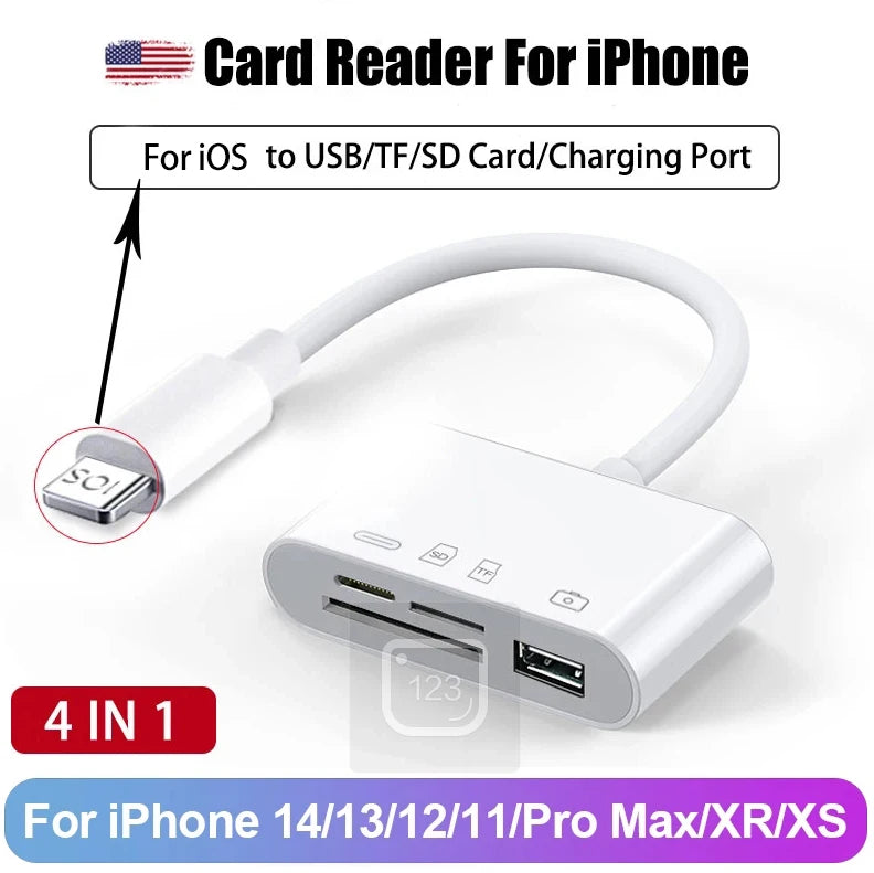 5-in-1 USB OTG Kartenleser Adapter für iPhone iPad