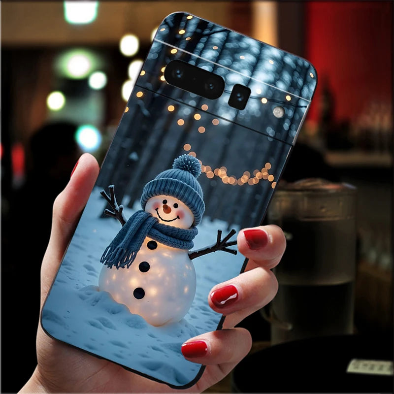 Weiche Weihnachts TPU Hülle für Google Pixel 8 9 und 10 Stoßfest Flexibel Rutschfest Langlebig Passgenau Silikon Case