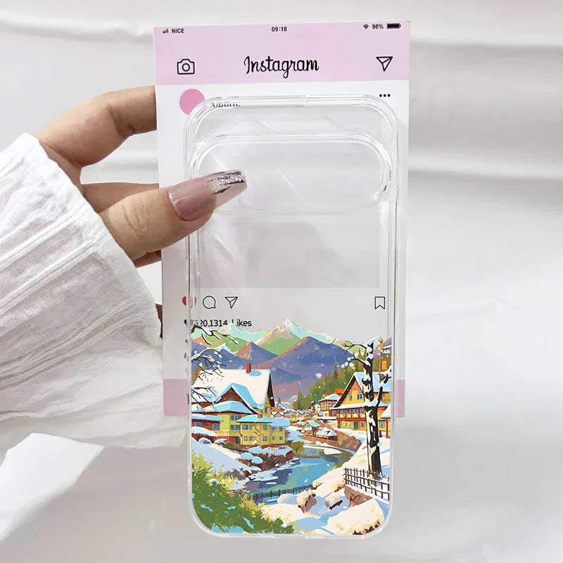 Beautiful winter phone case with snowy landscape for Google Pixel