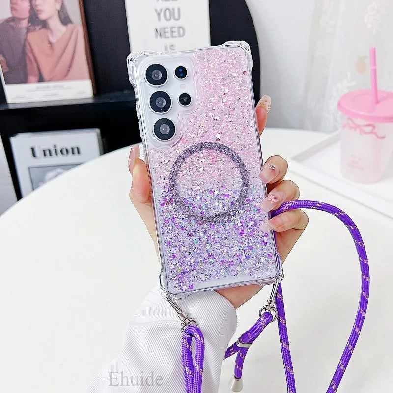Glitzer Hülle mit Magnetband für Samsung S25 Ultra