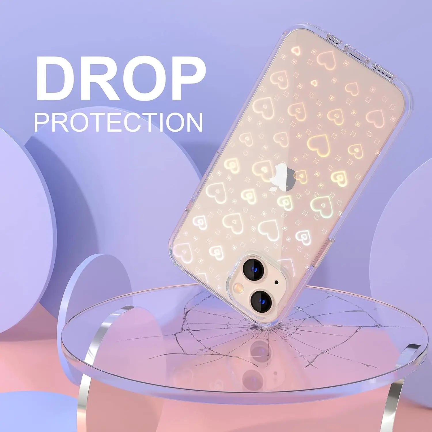 Transparente Glitzer-Hülle mit Herz für iPhone 17