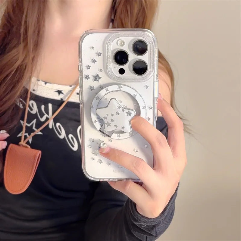 Modische Bling Glitzer Stern Magnet Hülle für iPhone 17 Pro