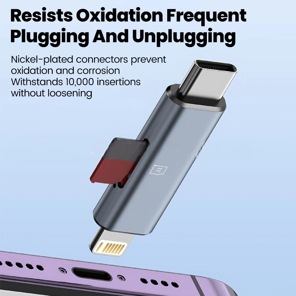 2-in-1 USB-C & Lightning Kartenleser TF