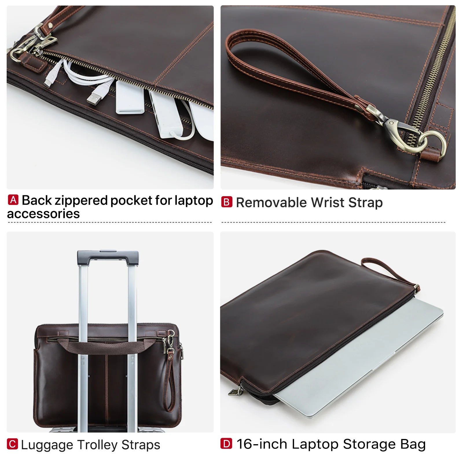 Echtleder Laptop Tasche 16 Zoll Herren MacBook Dell ASUS