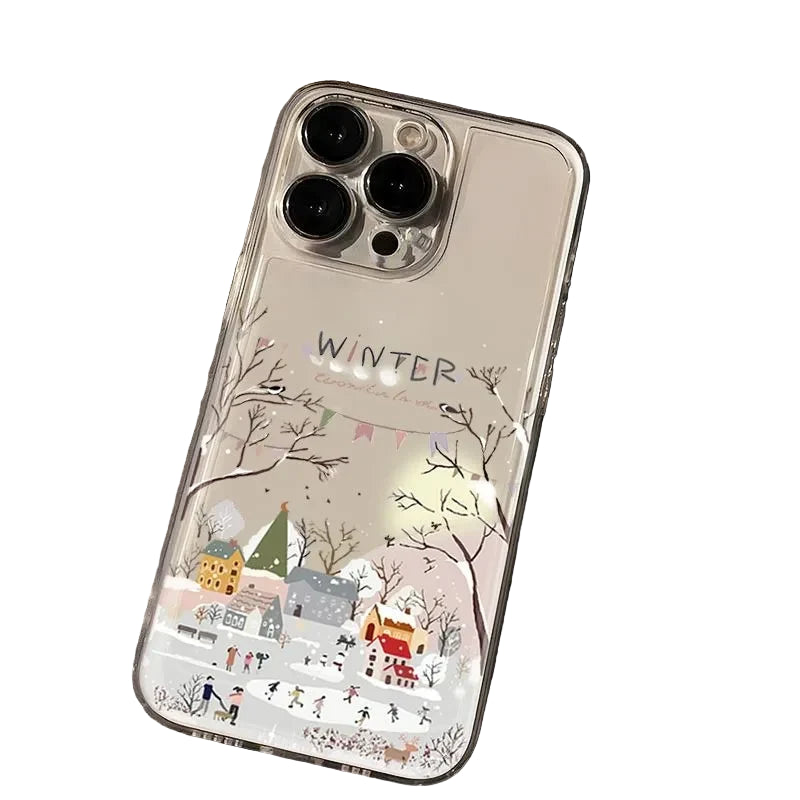 Softe Weihnachts-Schneemotiv Hülle für iPhone 17