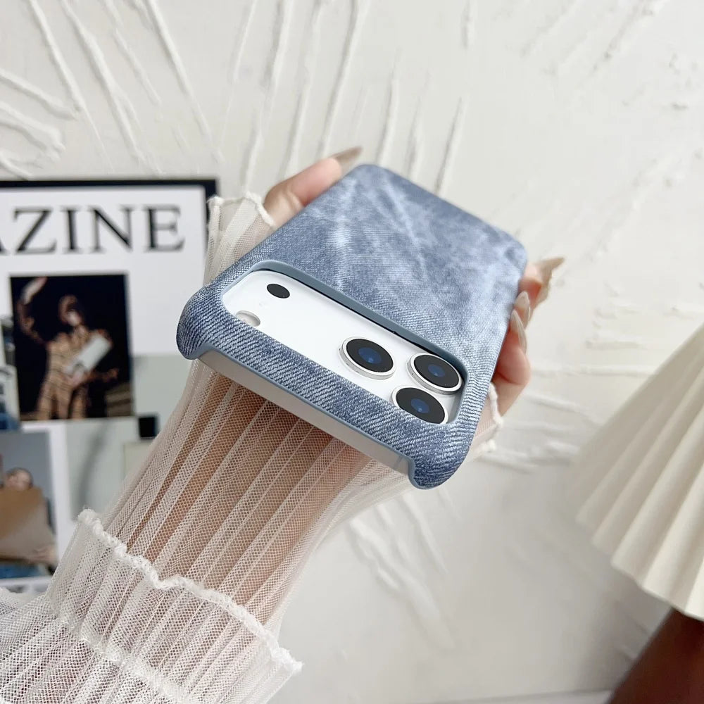 Fashionable denim leather Magsafe magnetic phone case