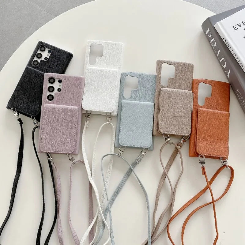 Crossbody Lederhülle mit Brieftasche für Samsung