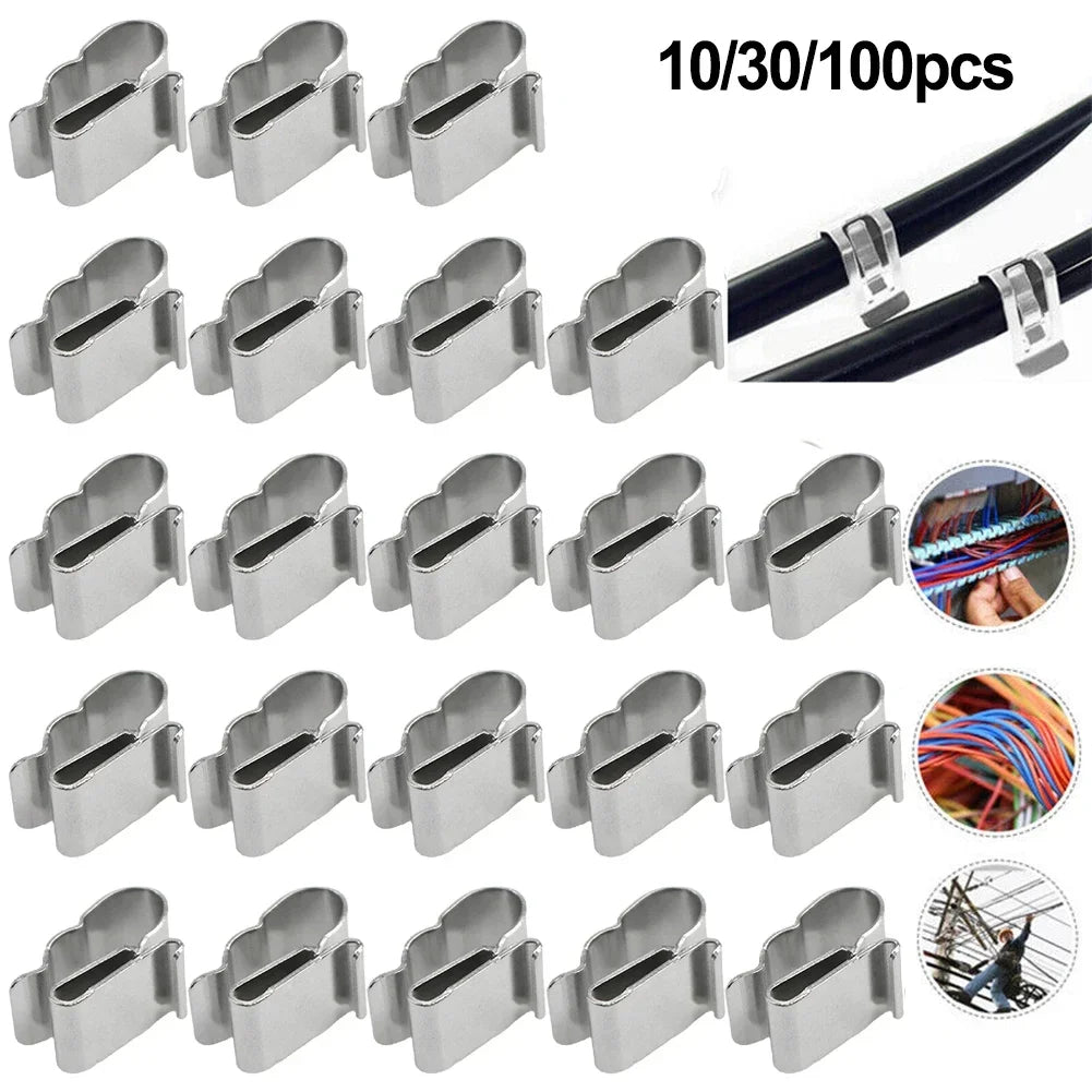Stainless steel solar cable clips for cable management, 10–100 pieces
