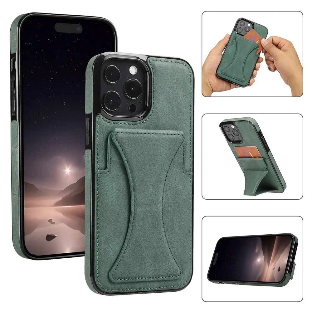 Lederhülle mit Ständer & Kartenfach für iPhone 17