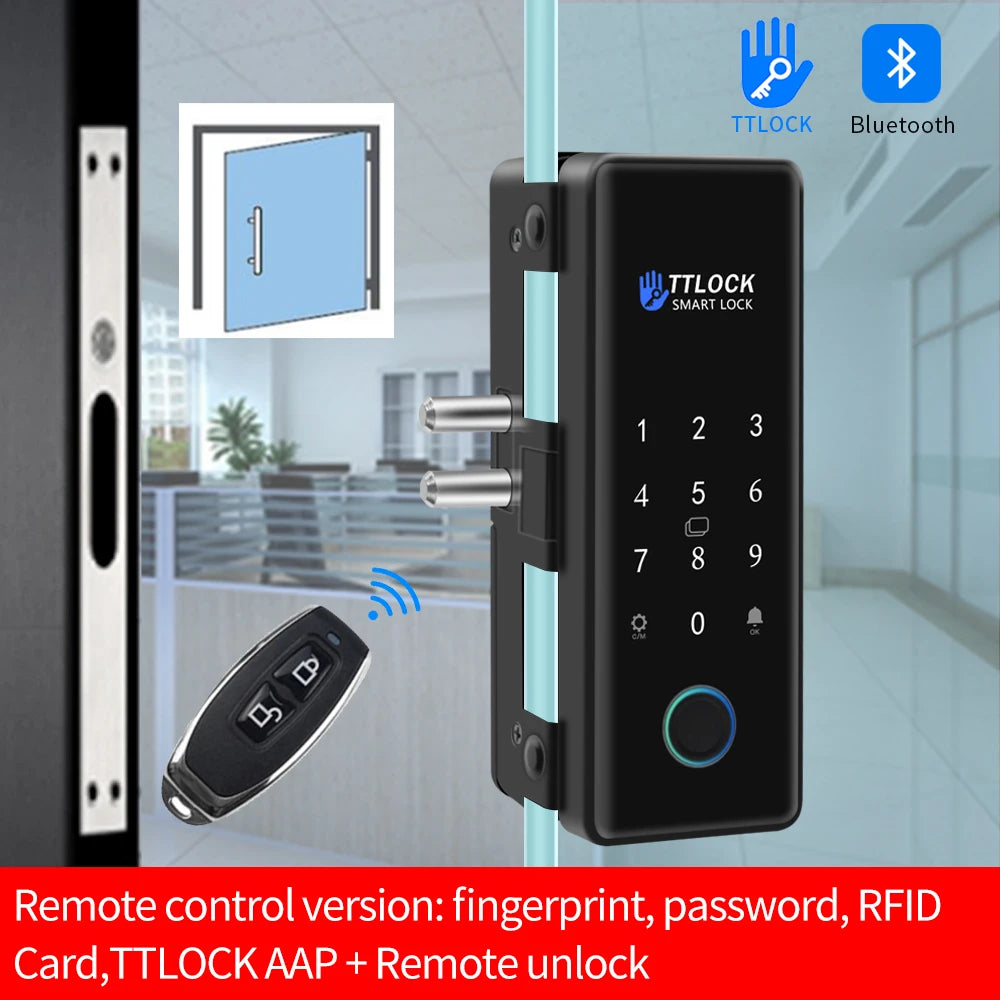 Smart glass door lock with TTLock app &amp; G2 gateway