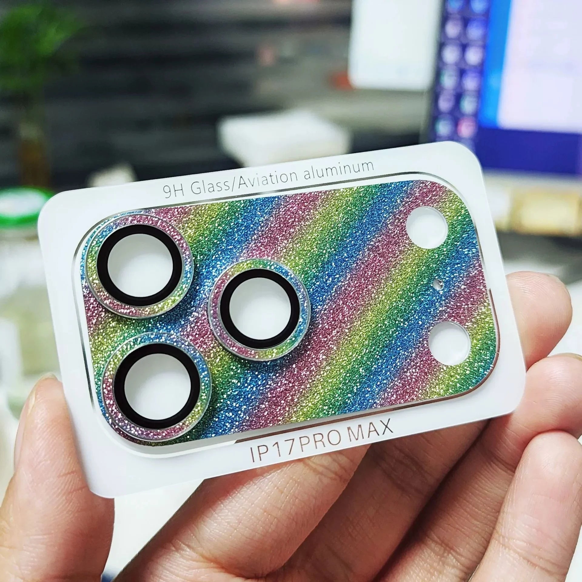 Glitter metal camera cover for iPhone 17 Pro Max